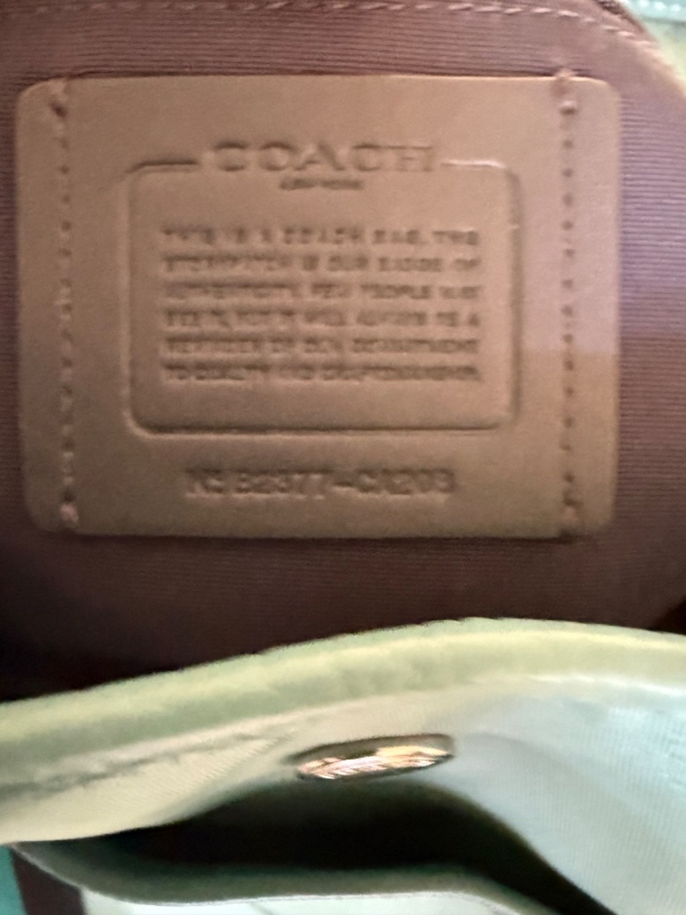 COACH CA208 Ellis Tote Bag Teal Nylon Medium Navy Cotton Straps Hang Tag - Picture 13 of 14